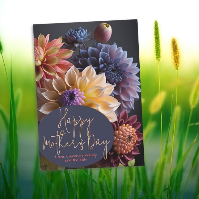 Carte de Fête des Mères Fleurs de Dahlia (Créateur téléchargé)