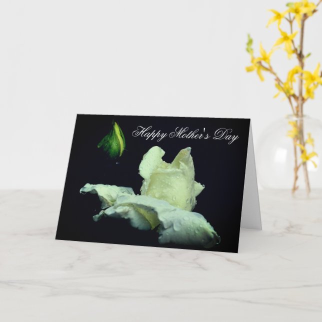 Carte de Fête des Mères Fleurs Rosebud Blanche (Fleur jaune)