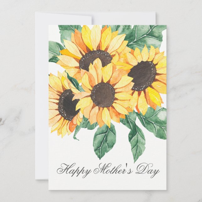 Carte de fête des mères Fleurs Tournesols Aquarell (Devant)