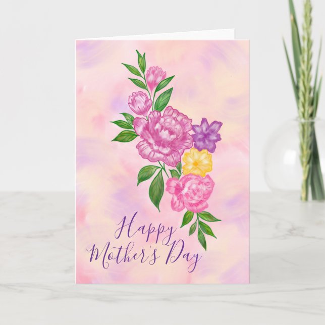 Carte de Fête des Mères Fleurs Vibrantes (Devant)