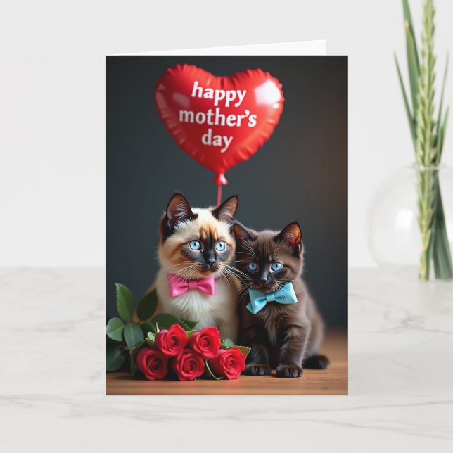 Carte de fête des mères Floral Kitten (Devant)
