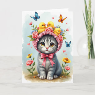 Carte de fête des mères florale avec un adorable c