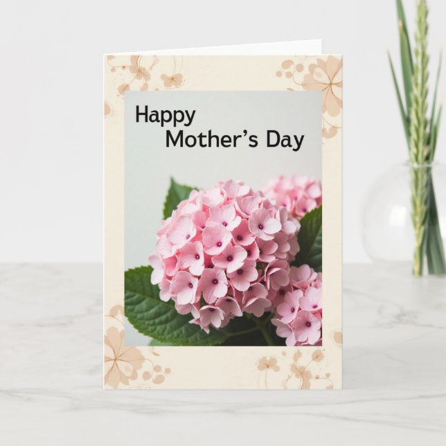 Carte de Fête des Mères Florale Beige (Devant)