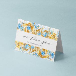 carte de fête des mères florale bleue et or