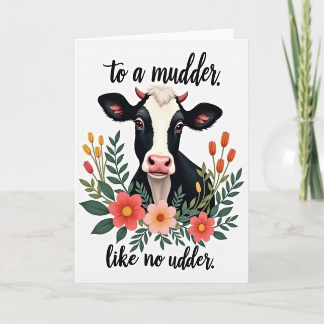 Carte de Fête des Mères Florale Bovine (Devant)