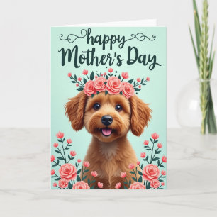 Carte de Fête des Mères Florale Chien Heureux