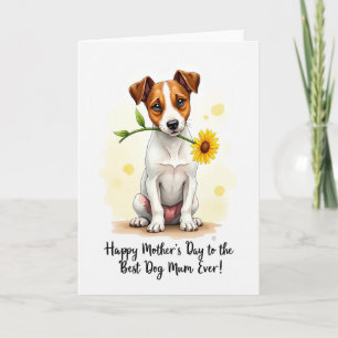 Carte de fête des mères florale Chiot adorable