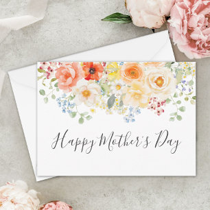 Carte de fête des mères florale ensoleillée aquare