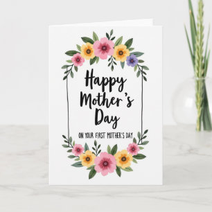 Carte de Fête des Mères Florale pour la Première F