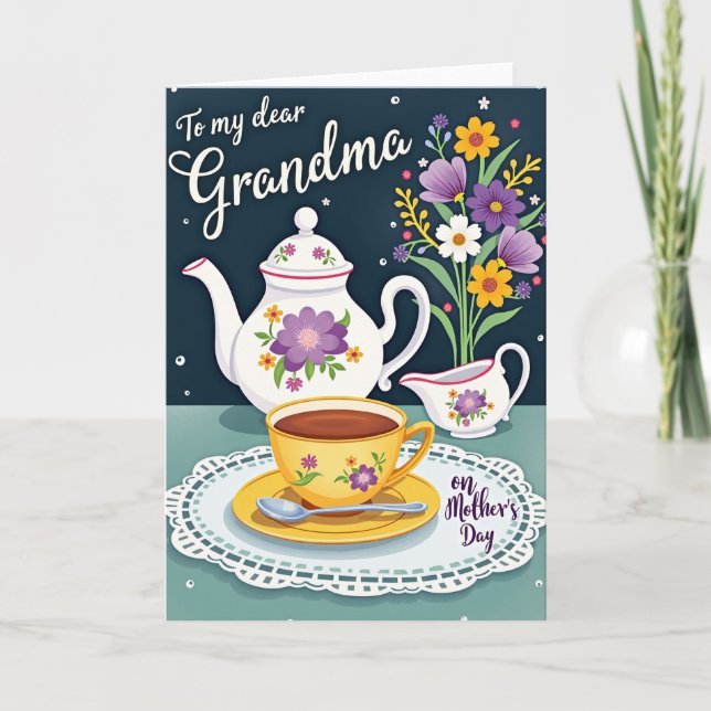 Carte de Fête des Mères Florale pour le Thé (Devant)