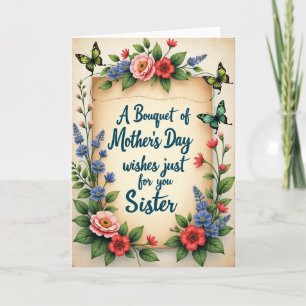 Carte de Fête des Mères florale pour Sœur