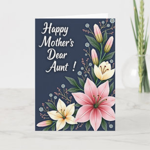 Carte de fête des mères florale pour tante chérie