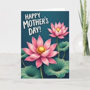 Carte de Fête des Mères Florale Turquoise Joyeuse