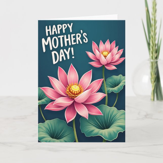 Carte de Fête des Mères Florale Turquoise Joyeuse (Devant)