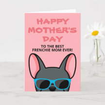 Carte de Fête des Mères Frenchie Bleue pour Bulldo