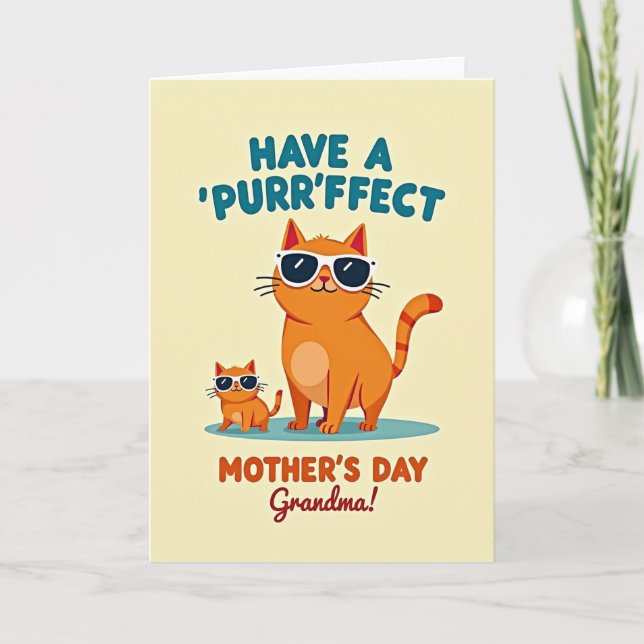 Carte de fête des mères Grandma Cat (Devant)