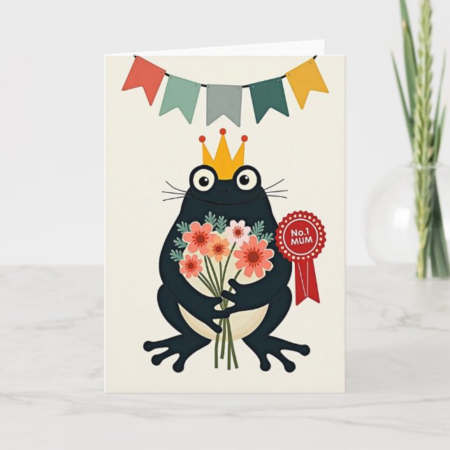 Carte de fête des mères grenouille gentille (Devant)
