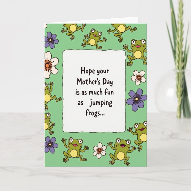 Carte de fête des mères grenouille joyeuse (Devant)
