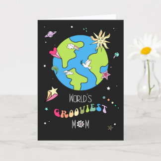 Carte de fête des mères Groovy Mom avec art rétro