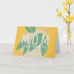 Carte de fête des mères jaune feuille de verdure d