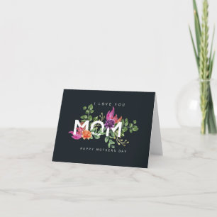 Carte de fête des mères "Je t'aime maman" Florale