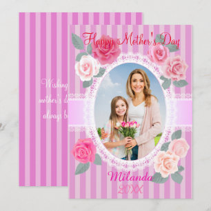 Carte de Fête des Mères Joyeuse avec Roses Roses