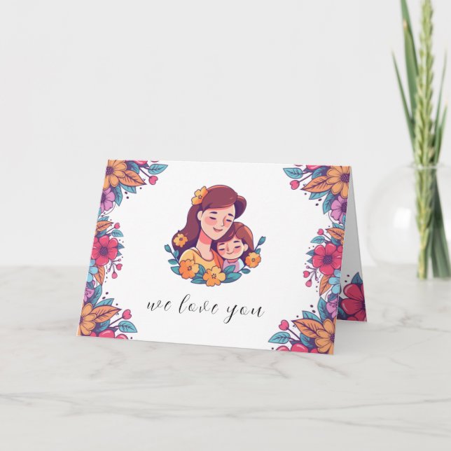 Carte de fête des mères joyeuse couleur violet et  (Devant)