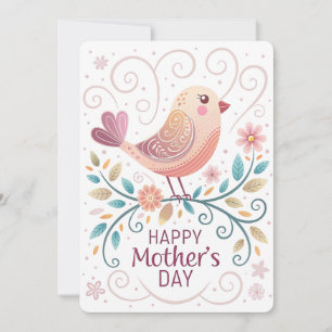 Carte de fête des mères Joyeux Oiseau