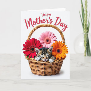 Carte de fête des mères Kitty Floral Endormi
