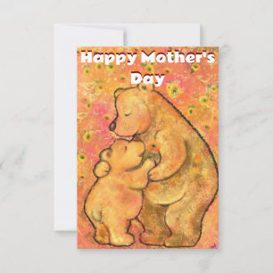 Carte de fête des mères maman et bébé ours - Hug