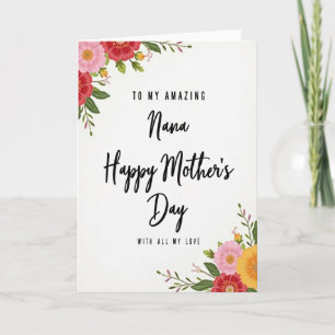 Carte de fête des mères Nana en fleurs
