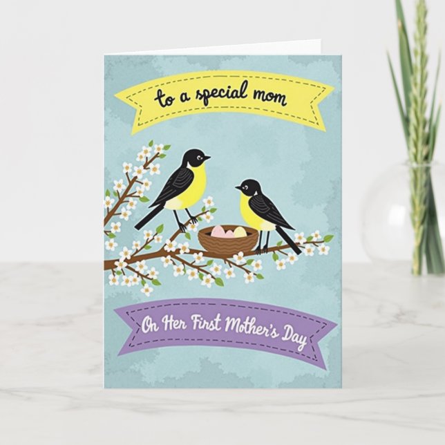 Carte de Fête des Mères Nid d'Oiseaux (Devant)