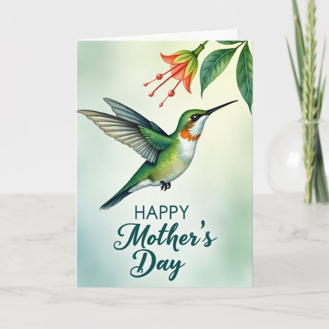 Carte de Fête des Mères Oiseau à l'aquarelle (Devant)