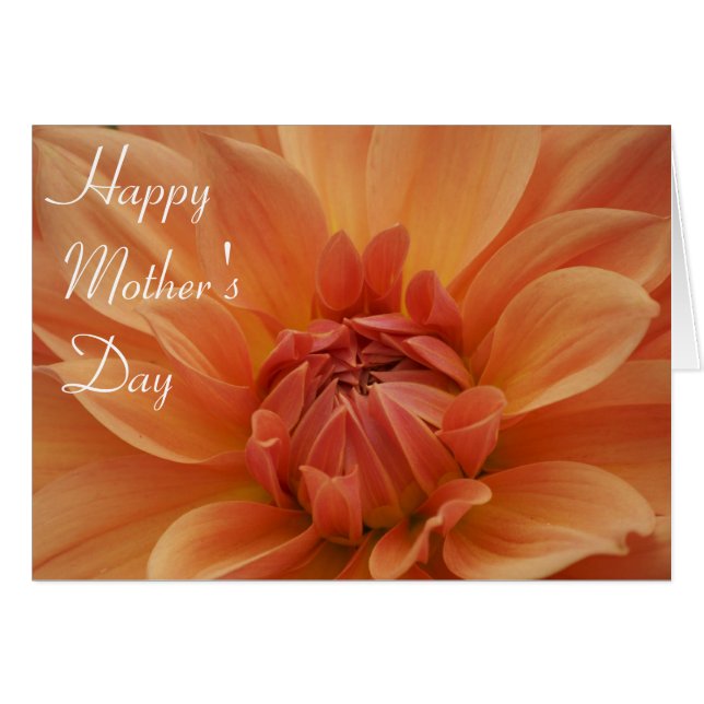 Carte de fête des mères orange en fleurs (Devant horizontal)