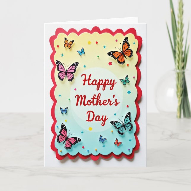 Carte de fête des mères Papillon Pastel (Devant)