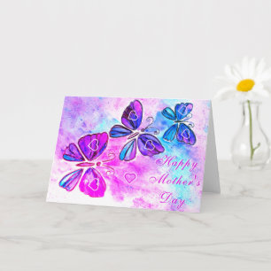 Carte de fête des mères Papillons rose pourpre Coe