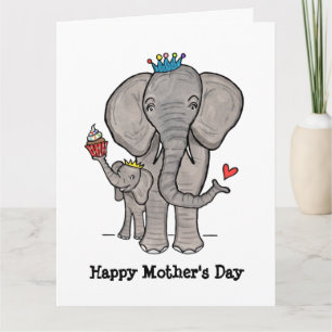 Carte de fête des mères personnalisée Éléphant et 