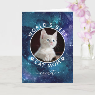Carte de fête des mères photo de chat dans l'espac