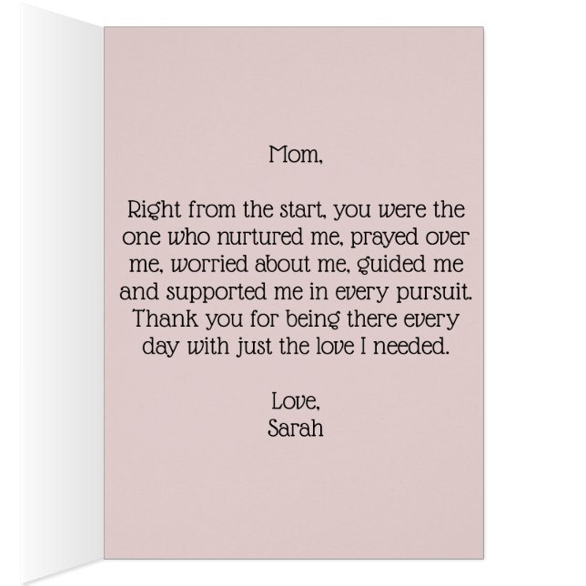 Carte de fête des mères Pink Floral avec message à (Intérieur (Droit))