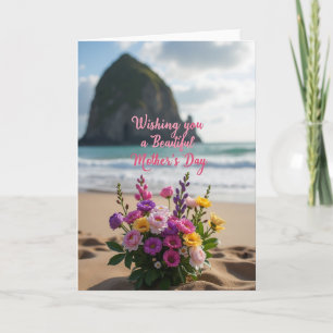 Carte de fête des mères Plage florale