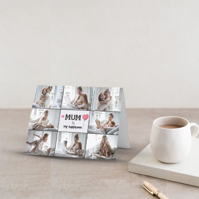 Carte de fête des mères pliée avec collage de phot (Créateur téléchargé)