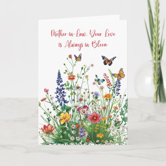 Carte de Fête des Mères pour Belle-Mère avec Fleur (Devant)