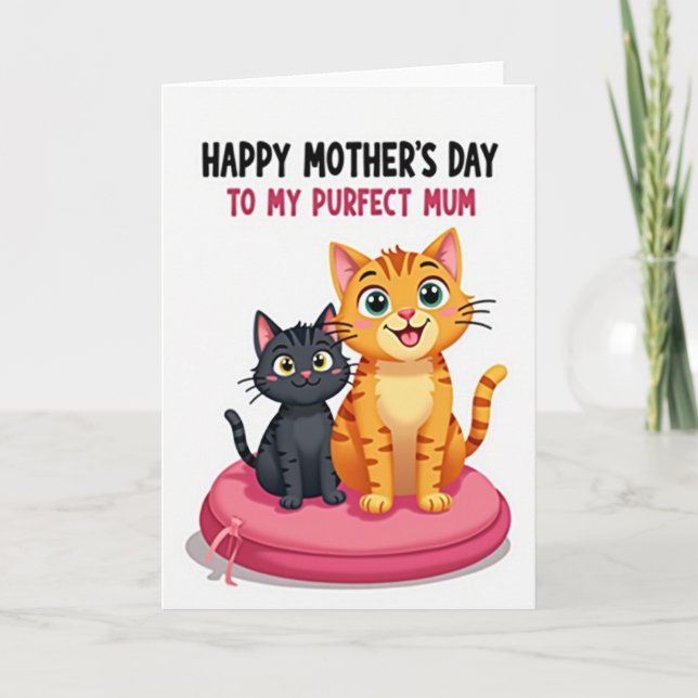 Carte de fête des mères pour chats mignons (Devant)