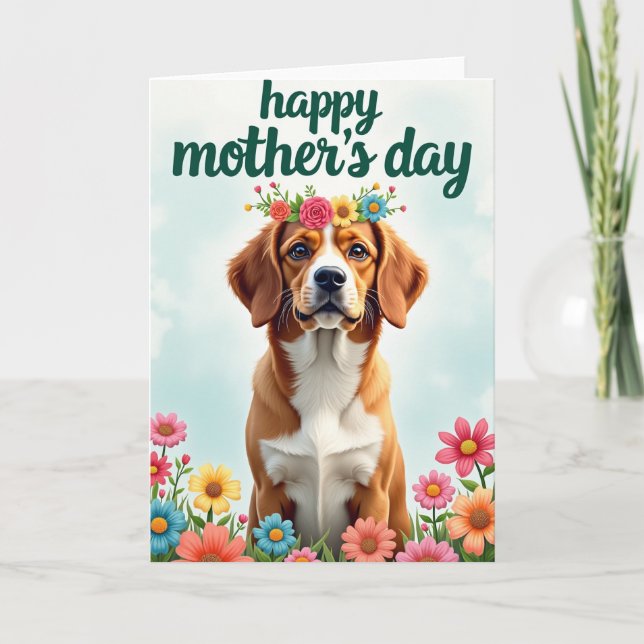Carte de fête des mères pour chien en lin (Devant)