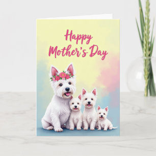 Carte de fête des mères pour chiens duveteux