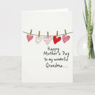 Carte de fête des mères pour grand-mère à cœur ray