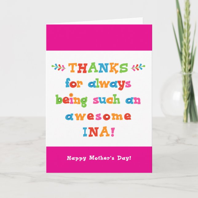 Carte de fête des mères pour Ina (Devant)