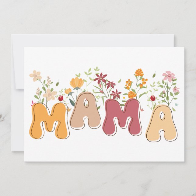 Carte de fête des mères pour maman avec des fleurs (Devant)