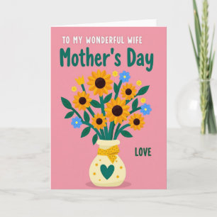 Carte de Fête des Mères pour Maman et Épouse Fleur