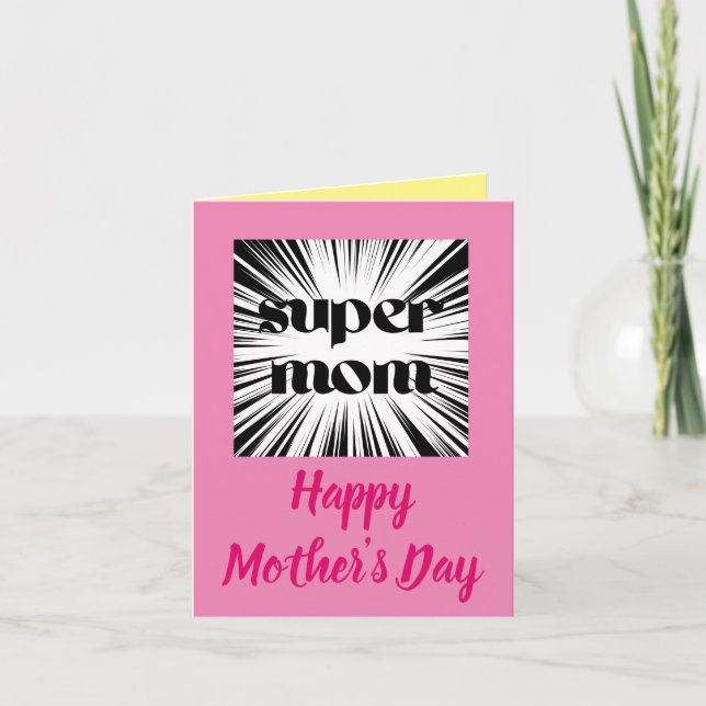 Carte de fête des mères pour maman, thème de super (Devant)